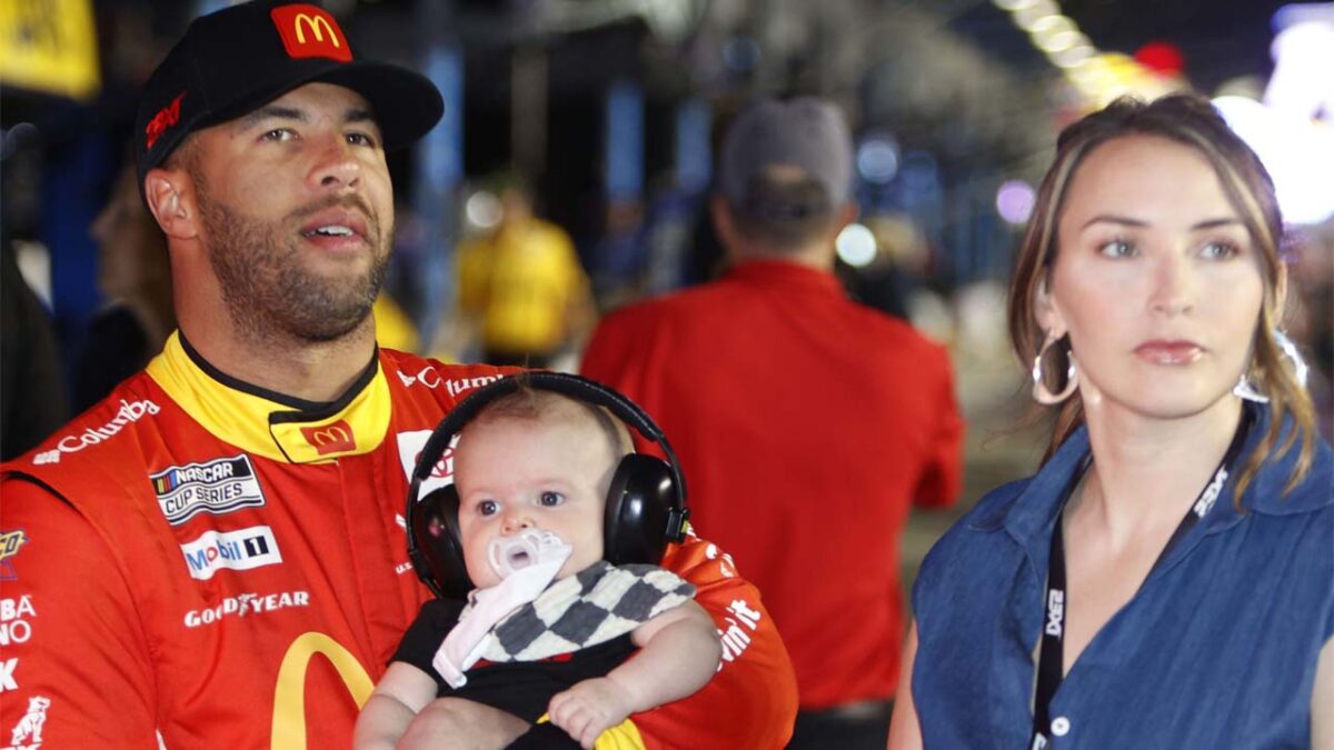 Bubba Wallace Spills the Beans on How Son Becks Helped Him 'Turn His career Around' 1 Bubba Wallace with his wife Amanda and son Becks (via The Spun)