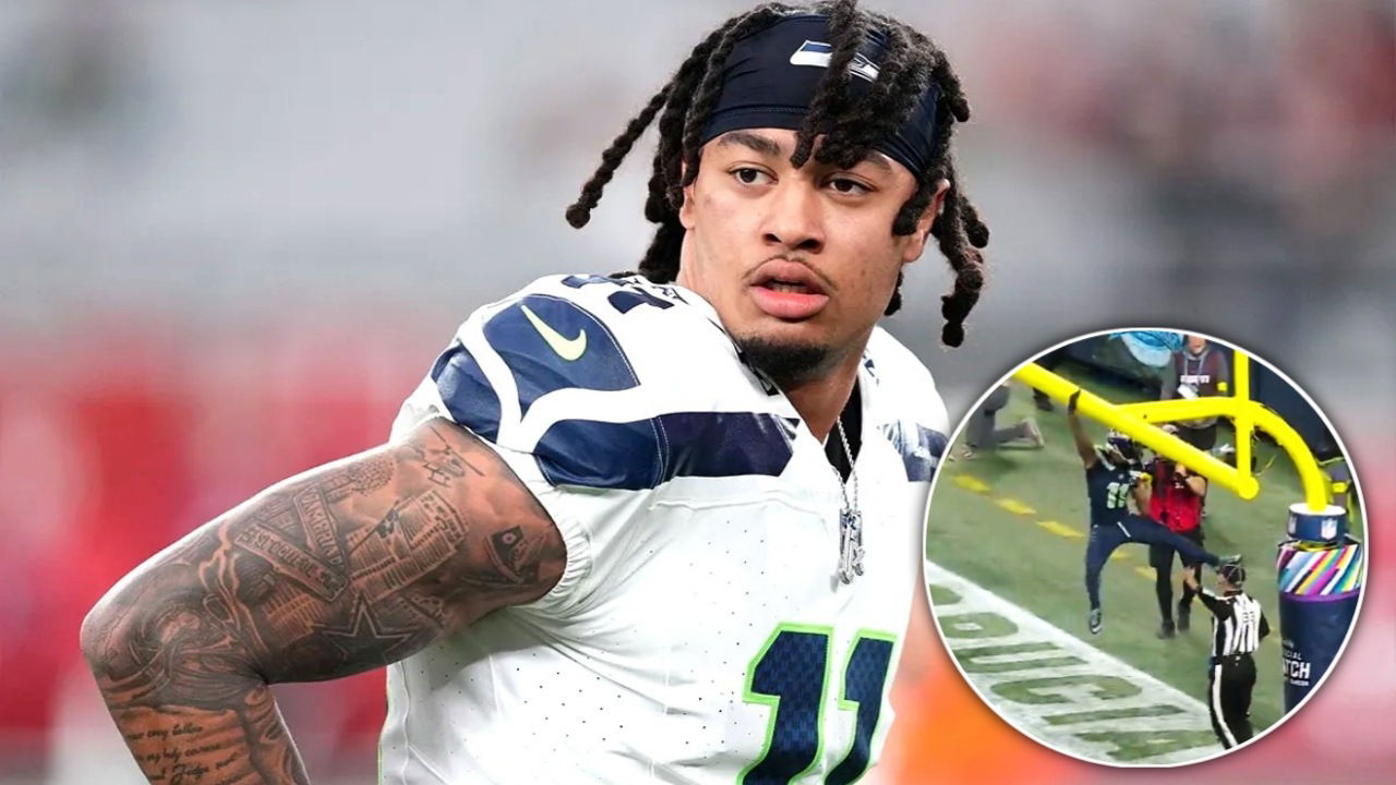 (Video) Jaxon Smith-Njigba Dunks on Goalpost After Scoring Touchdown Against Texans, Gets Flagged for Unsportsmanlike Conduct