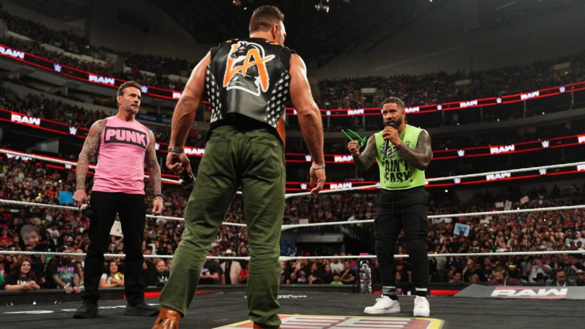 WWE Fans Unhappy with Jey Uso Competing for the World Title Against CM Punk at Saturday Night's Main Event 1 CM Punk, LA Knight and Jey Uso