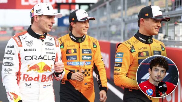 Max Verstappen, Oscar Piastri and Lando Norris (via Getty), Charles Leclerc (via Getty)