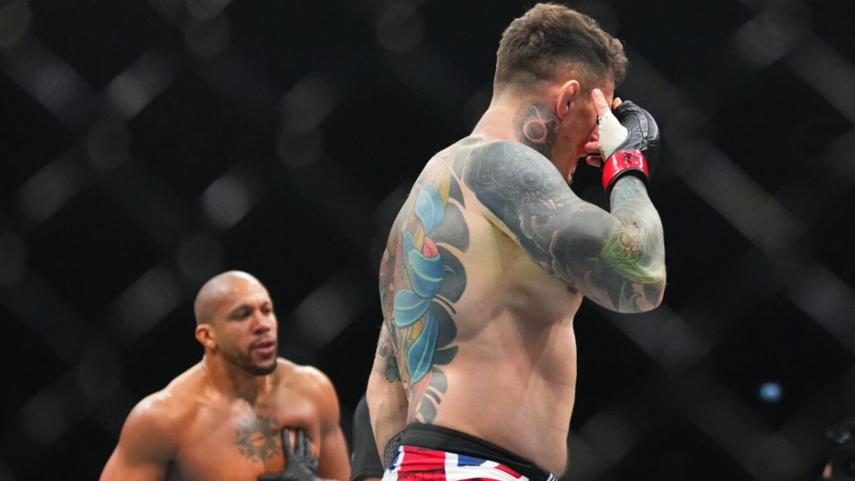 "Didn't Want to Continue" - Upset Dana White Sneakily Blames Tom Aspinall for UFC 321 Sudden Halt  1 Tom Aspinall gets eye poked against Ciryl Gane