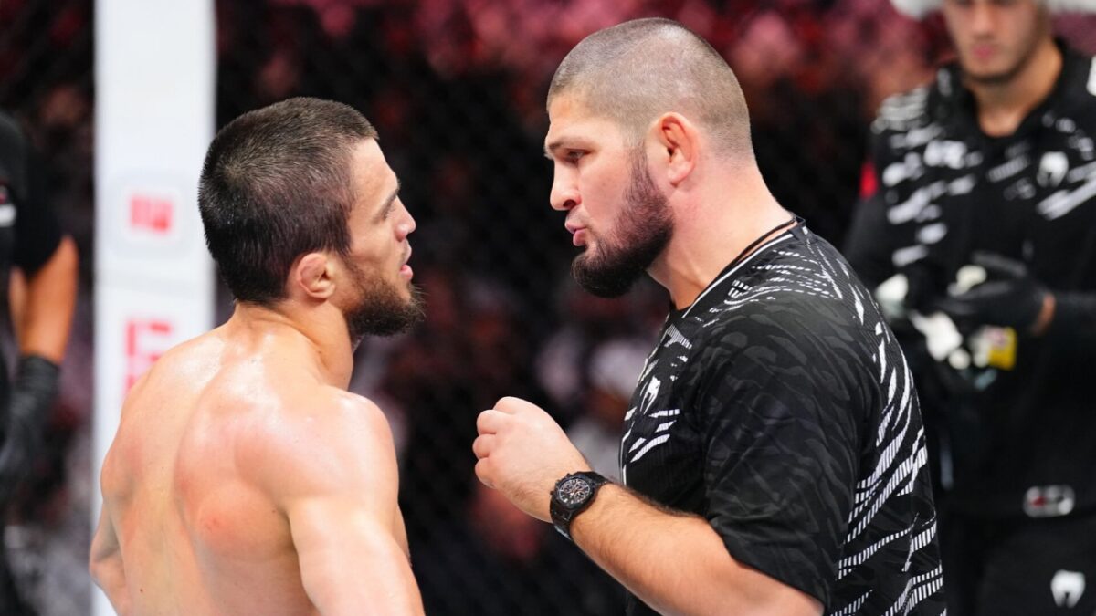 Umar Nurmagomedov Admits Not Having Same Mentality as Khabib To Reach Same Level of Greatness 1 Khabib Nurmagomedov advising Umar Nurmagomedov at UFC 321
