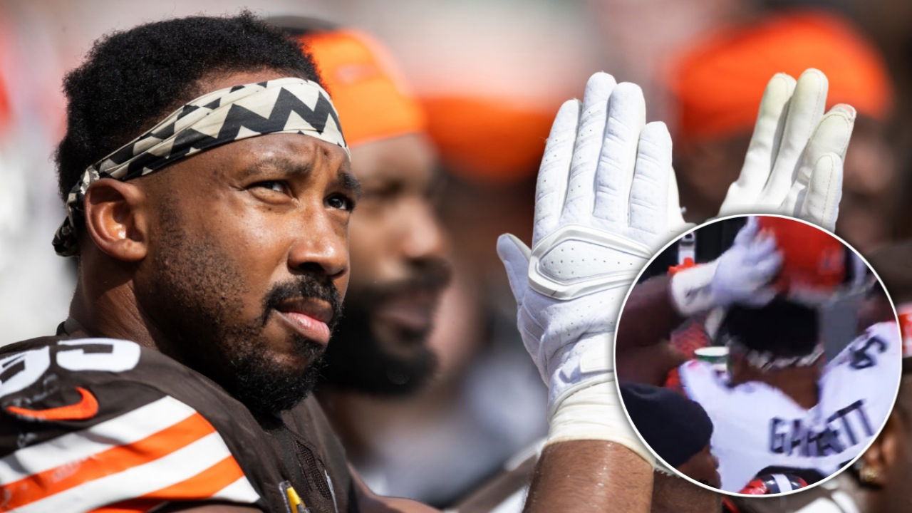 (Video) Myles Garrett Smashes His Helmet in Frustration After Browns’ Humiliating Loss to Patriots Despite Historic 5-Sack Outing