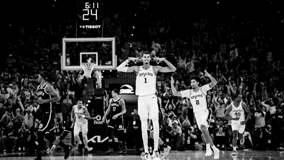 Victor Wembanyama's 2 Blocks and Logo 3 Leaves NBA Fans in Awe - "Bro Is a Cheat Code" 1 Victor Wembanyama after scoring a 3 against the Nets