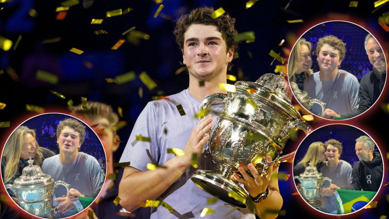 (Video) Joao Fonseca ‘Cringes’ As Mom Kisses His Cheek for Family Photo After Swiss Indoors Win