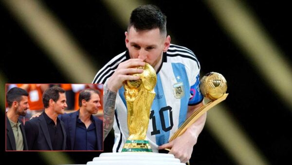 Lionel Messi, Novak Djokovic, Roger Federer, Rafael Nadal (via X/The Touchline/MARCA)