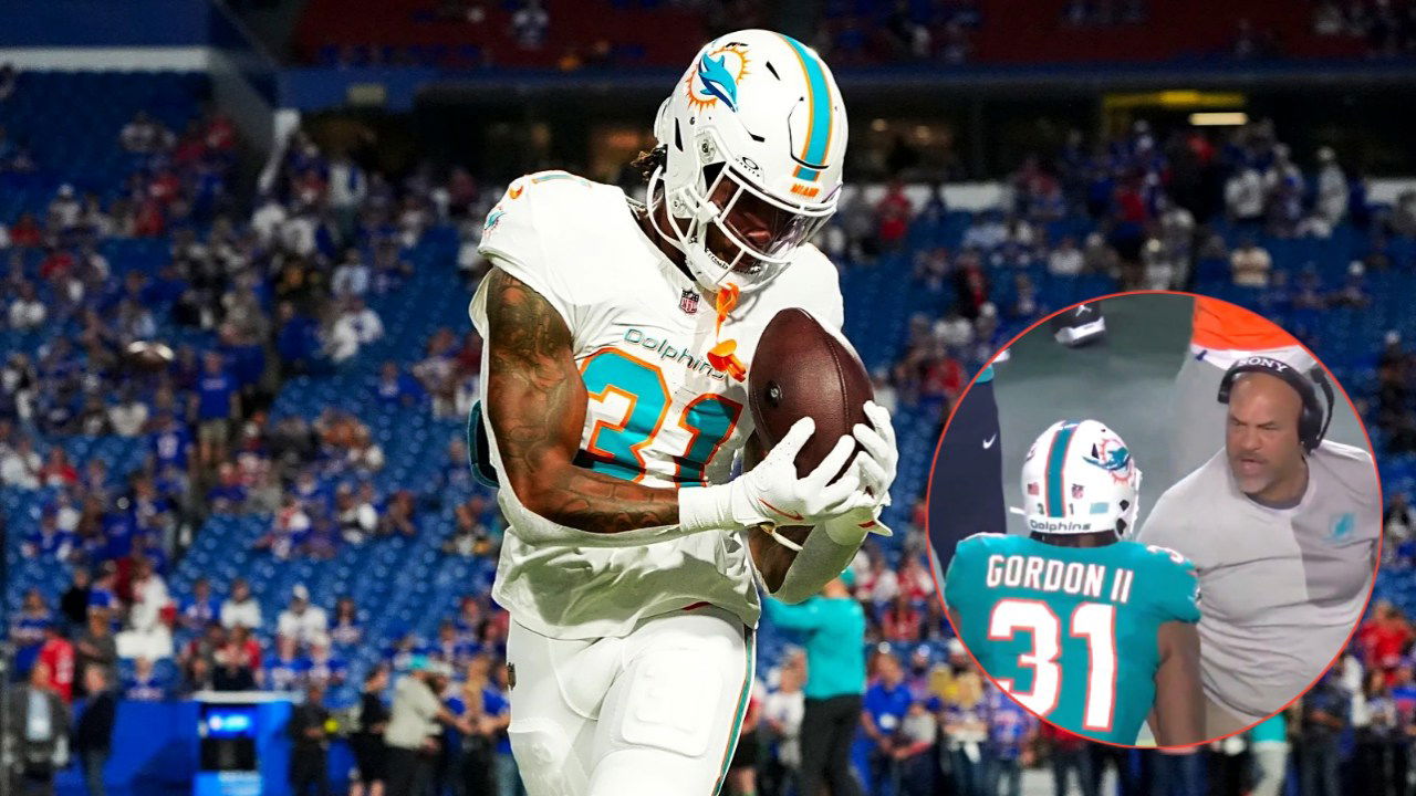 (Video) Dolphins Coach Lashes out at RB Ollie Gordon After He Was Flagged for a Tripping Call