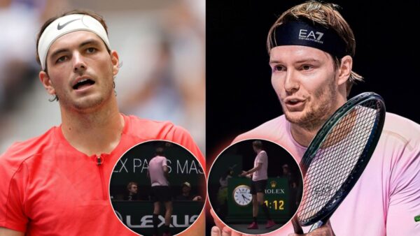 Alexander Bublik yelled at his team during his match against Taylor Fritz