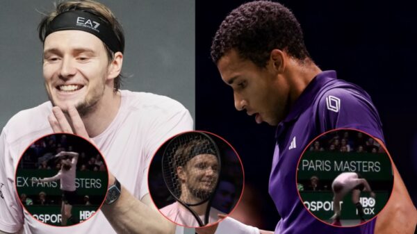 Alexander Bublik smashed his racket during his match against Felix Auger-Aliassime