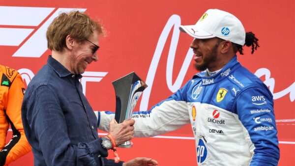 Jerry Bruckheimer and Lewis Hamilton (via Getty)