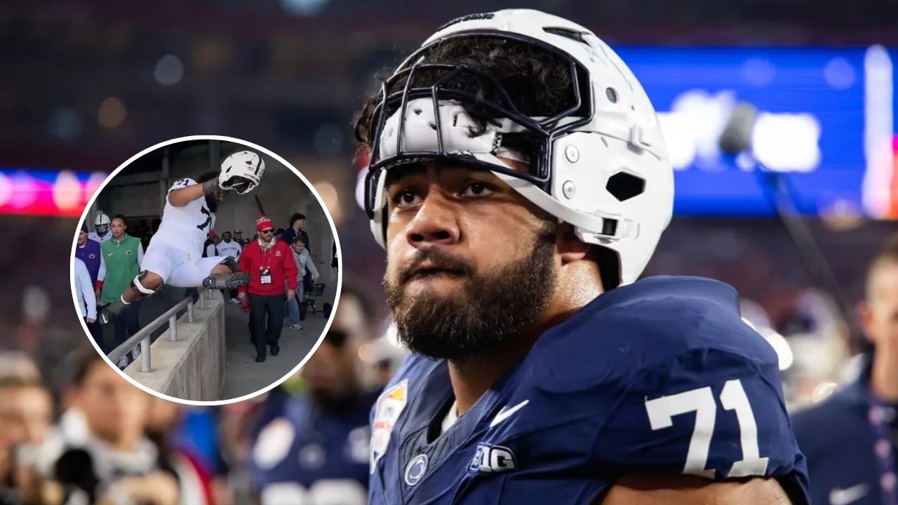 (Video) 330-Pound Vega Ioane Jumps a Wall to Help Struggling Equipment Guy While Being Heckled by Hostile Ohio State Fans