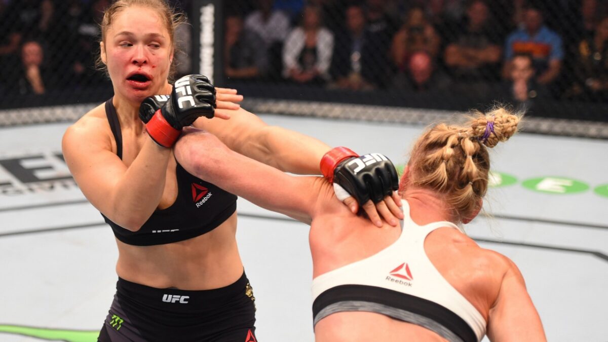 Valentina Shevchenko Defends Joe Rogan Against Ronda Rousey's Insults 1 Ronda Rousey fighting Holly Holm