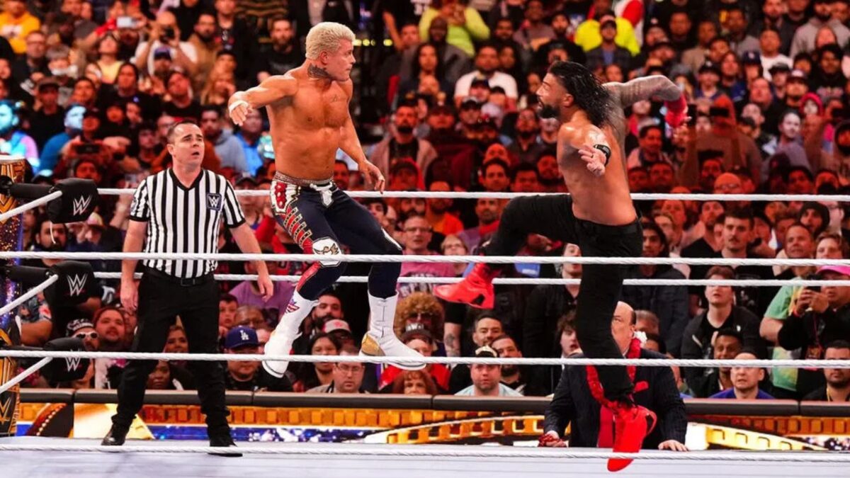 Cody Rhodes and Roman Reigns at WrestleMania 39