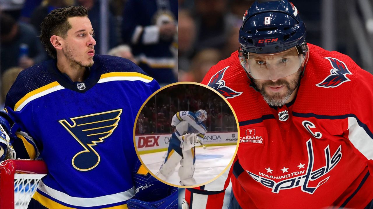 Jordan Binnington Trying to Steal Alex Ovechkin’s 900th Goal Puck Sparks Hilarious Reactions Among Fans: “He Wanted to Sell It on eBay”