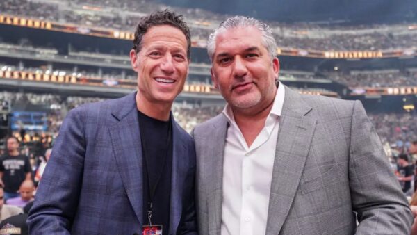 Mark Shapiro and Nick Khan at WWE WrestleMania 41