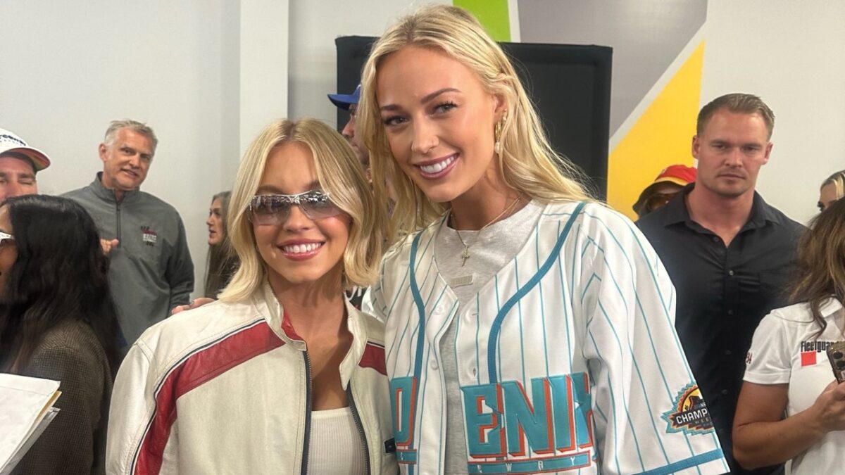 Sophie Cunningham with Sydney Sweeney at a NASCAR race