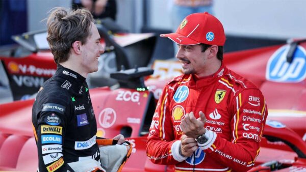 Oscar Piastri and Charles Leclerc (via Getty)