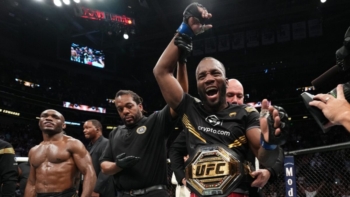 Leon Edwards with the welterweight championship
