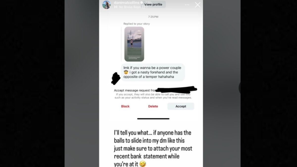 Danielle Collins' Instagram story