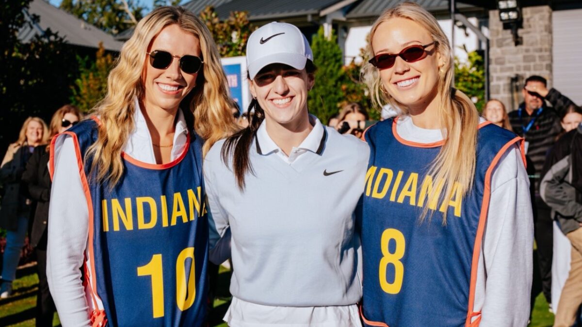 Caitlin Clark's Fame Forces Golf Tournament Organizers to Construct 'Autograph Alley' 1 Lexie Hull, Caitlin Clark, and Sophie Cunningham at The Annika