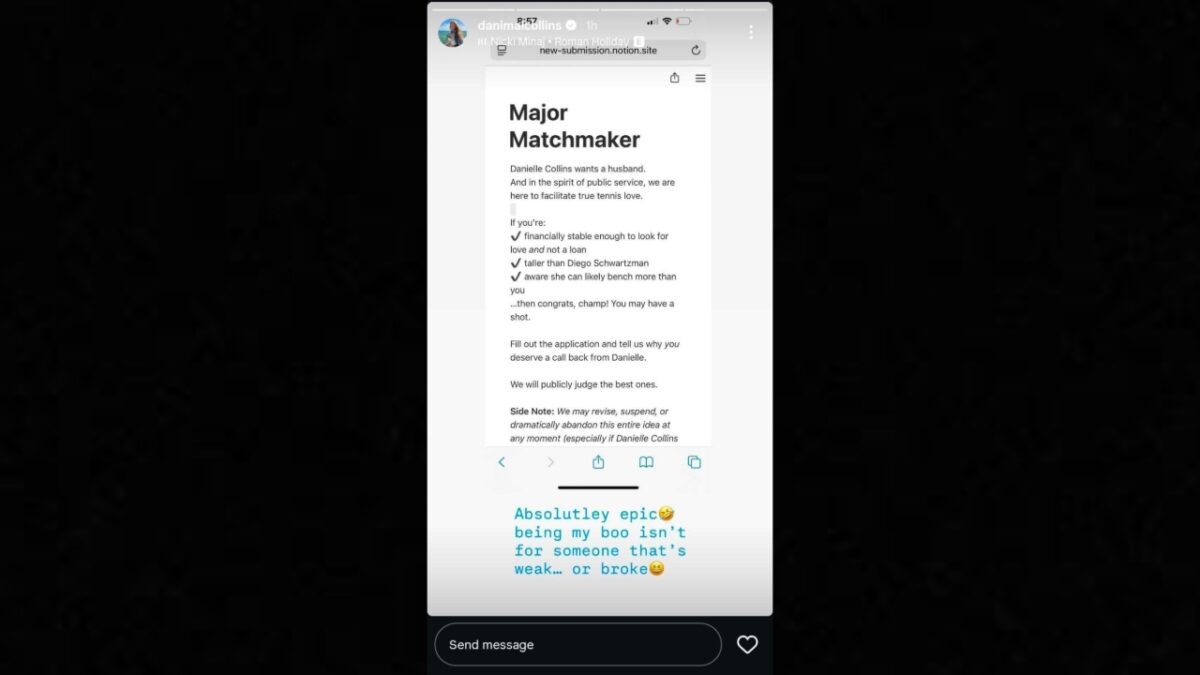 Danielle Collins Responds to Matchmaking Attempts by Former American Pros as she Searches for a ‘Serious Boyfriend' 1 Danielle Collins 1