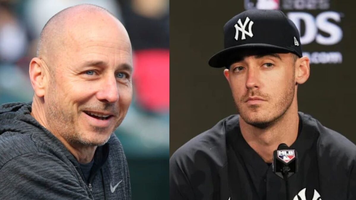 Brian Cashman Mispronouncing "Meme" While Sleeping Outdoors During Charity Event Has Yankees Fans Enraged 2 Brian Cashman and Cody Bellinger