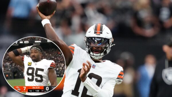 (Video) Myles Garrett’s Reaction to Shedeur Sanders’ 53-Yard 1st Quarter Pass Goes Viral