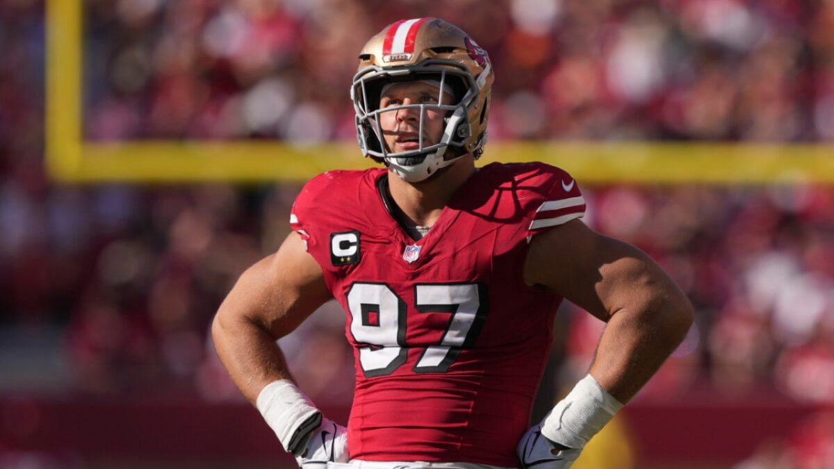 (Video) Injured Nick Bosa Enjoys a Beer While 49ers Defense Steps Up Big Against Panthers 1 (Video) Injured Nick Bosa Enjoys a Beer While 49ers Defense Steps Up Big Against Panthers