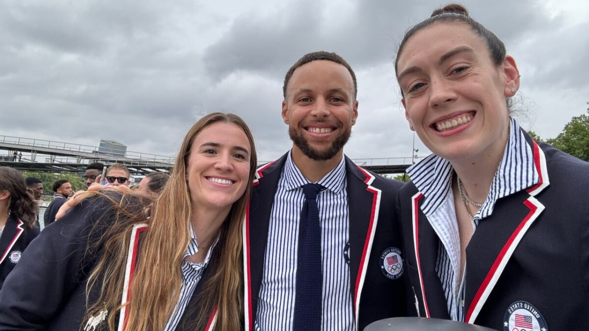 Caitlin Clark's $28 Million Nike Deal Fueled Stephen Curry-Under Armour Split 1 Sabrina Ionescu, Stephen Curry, and Breanna Stewart at the Paris Olympics