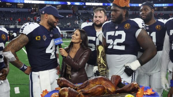 Dak Prescott and his teammates after defeating the Chiefs