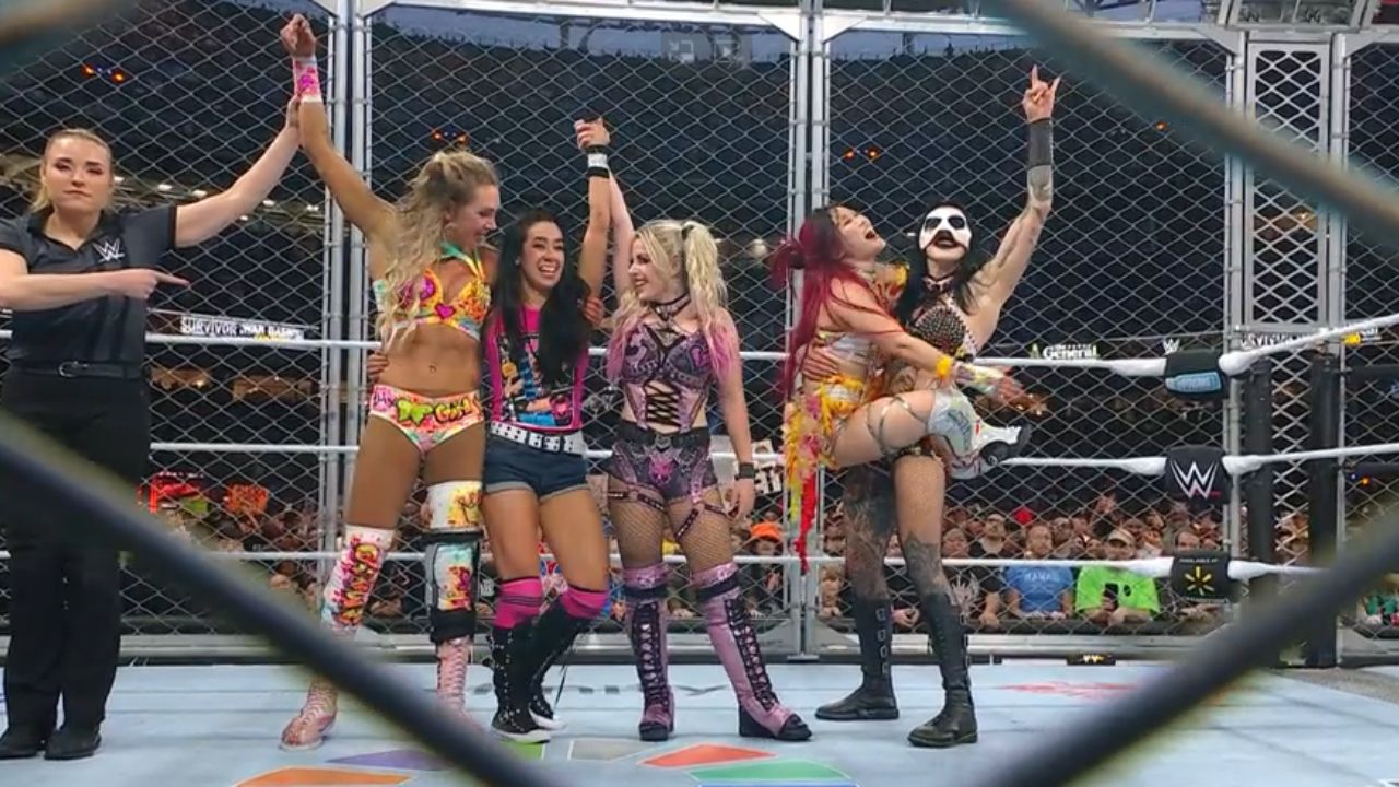 WarGames Debutant AJ Lee Makes Becky Lynch Tap out to Give Team Rhea Ripley the Win at Survivor Series