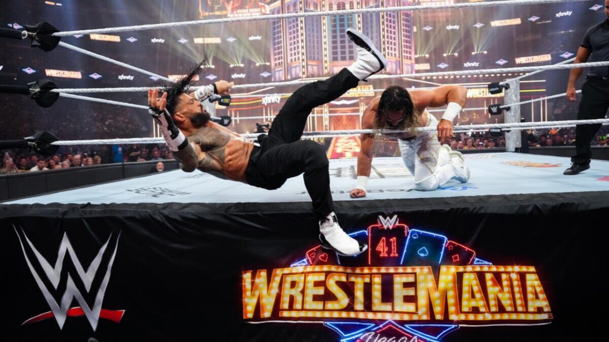 Roman Reigns and Seth Rollins at WrestleMania 41