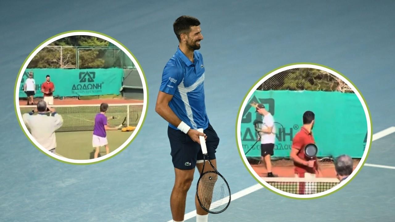 (Video) Novak Djokovic Plays Tennis with Son Stefan Using Frying Pan