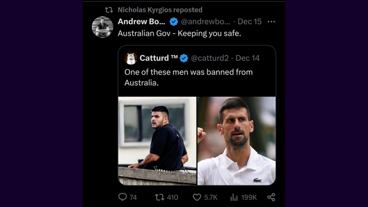 Nick Kyrgios reposted a tweet