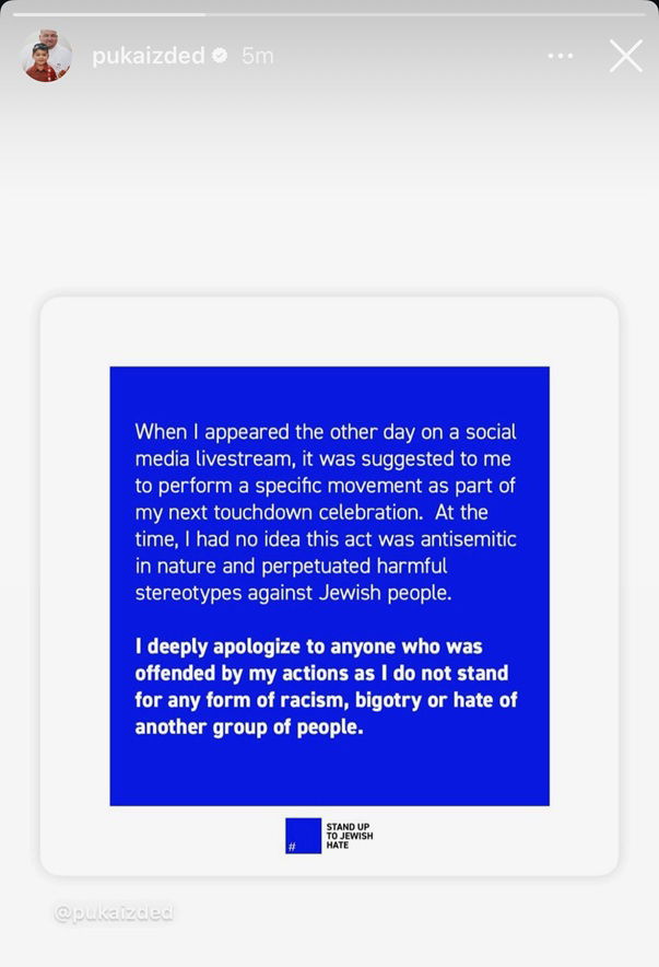 Puka Nacua's apology on IG