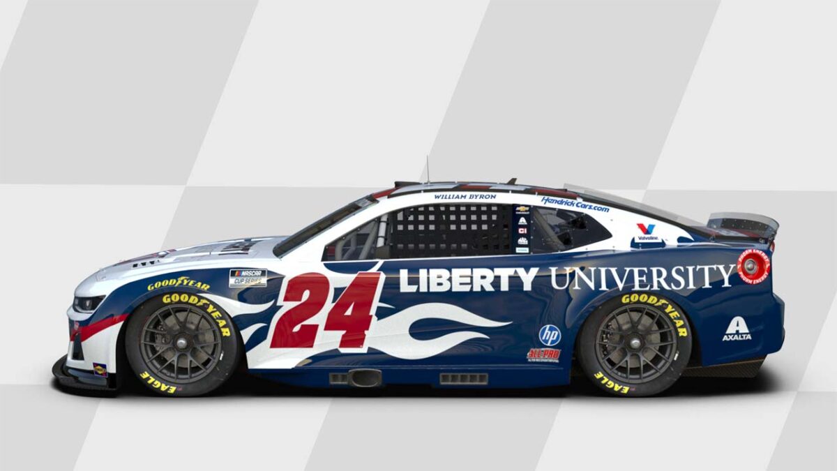 William Byron's #24 challenger with Liberty University livery (via Liberty University/X)