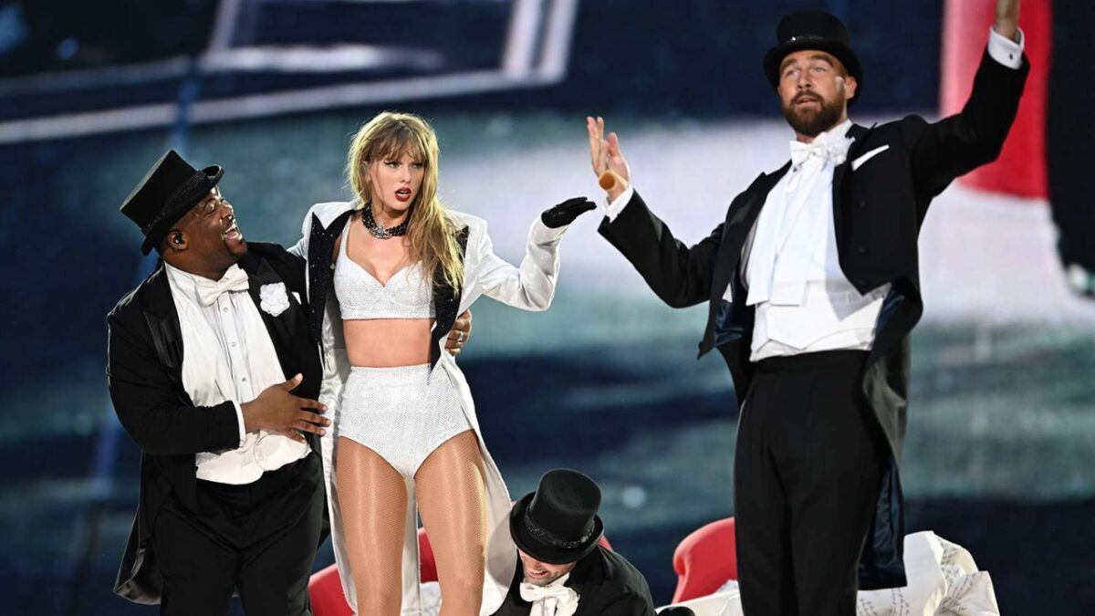 Taylor Swift and Travis Kelce during the London leg of Eras Tour