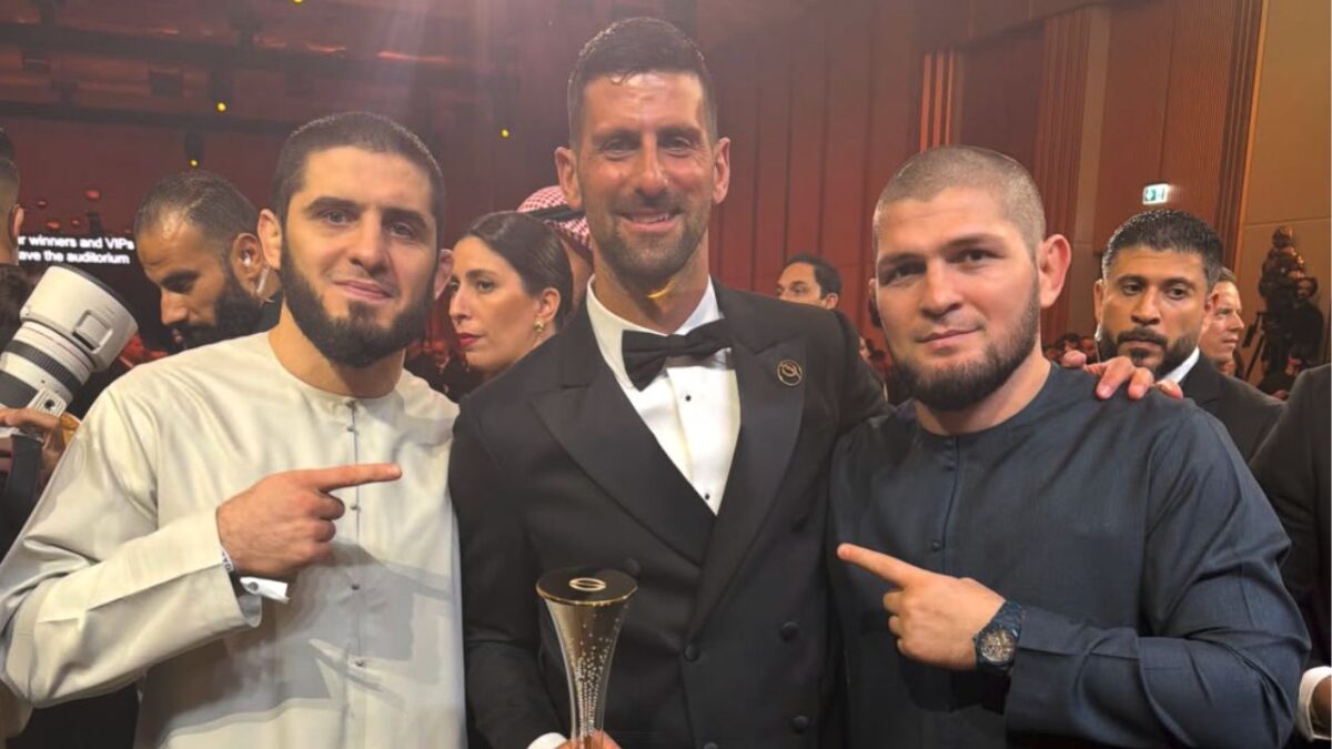 Khabib Nurmagomedov at the 2025 Globe Soccer Awards 