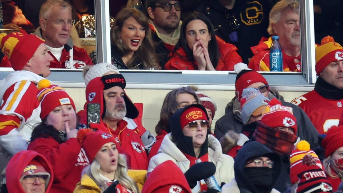 Taylor Swift and Caitlin Clark at a Chiefs game