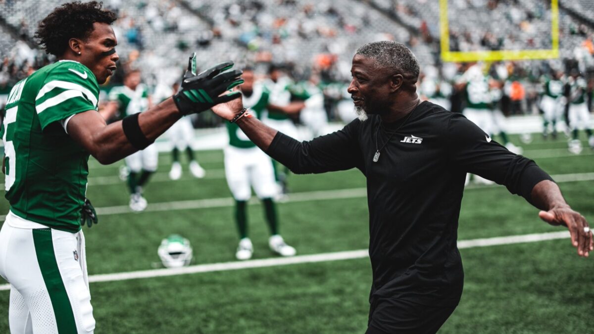 Garrett Wilson and Jets HC Aaron Glenn