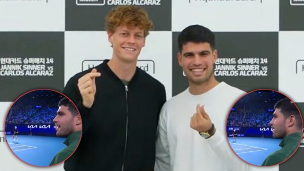 (Video) Carlos Alcaraz Keeps an Eye on Jannik Sinner During the 1-Point Slam at the Australian Open