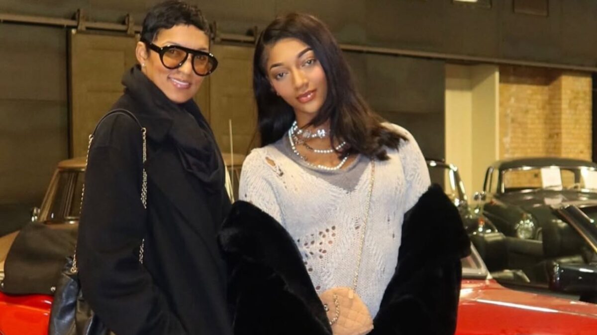 Angel Reese and her mother in London