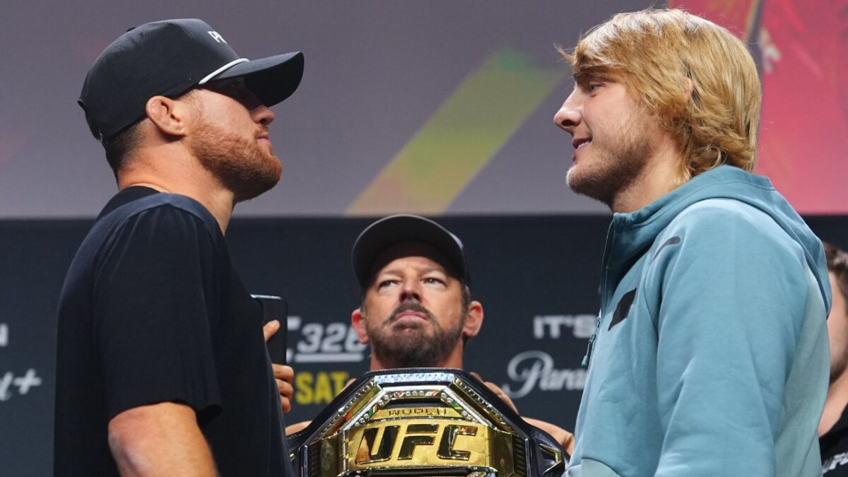 Paddy Pimblett vs. Justin Gaethje face to face 