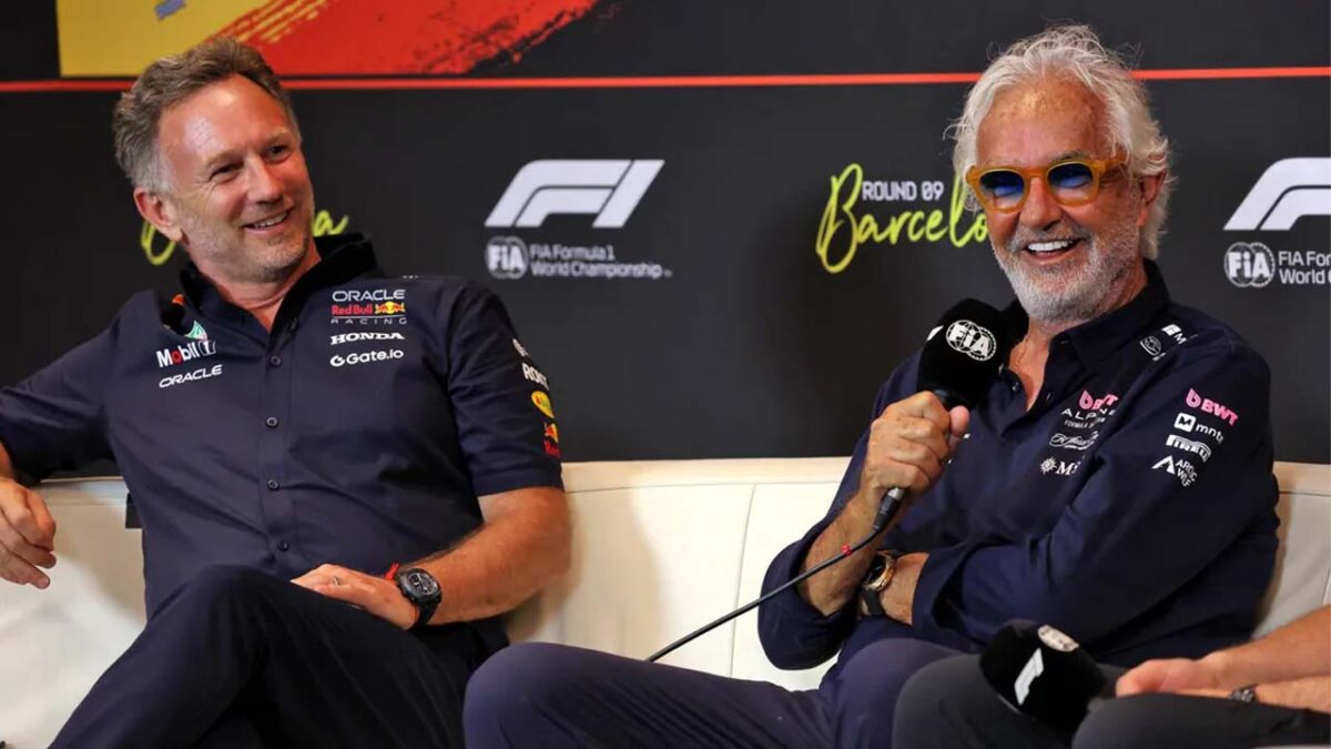 Christian Horner "in Negotiations" to buy Alpine Shares of Ryan Reynolds and Michael B. Jordan 1 Christian Horner with Flavio Briatore (via Getty)