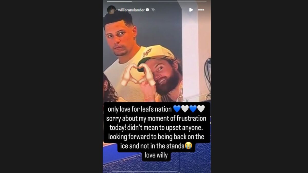 William Nylander's apology