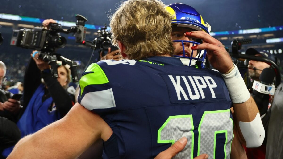 Cooper Kupp and Matthew Stafford after the game