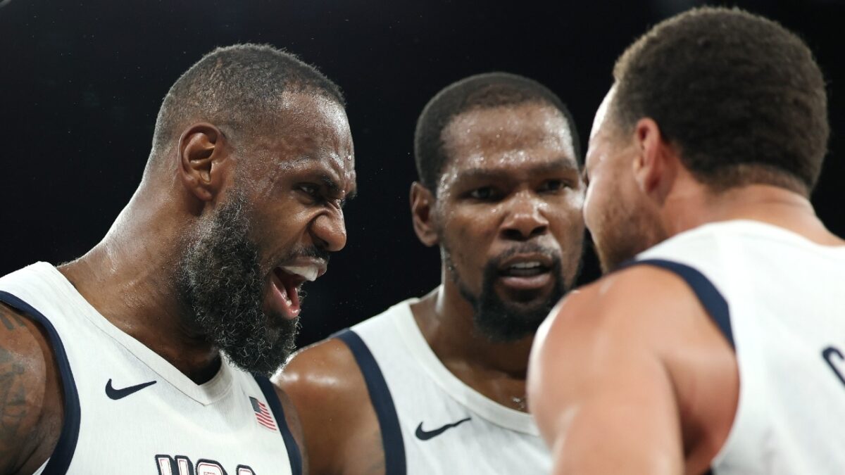 Tyrese Haliburton Tells LeBron James How He Realized He Wouldn’t Play in Paris Olympics 1 LeBron James, Kevin Durant, and Stephen Curry against Serbia