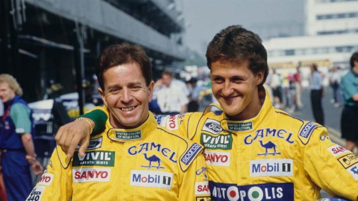 Martin Brundle with Michael Schumacher (via F1 Oversteer)