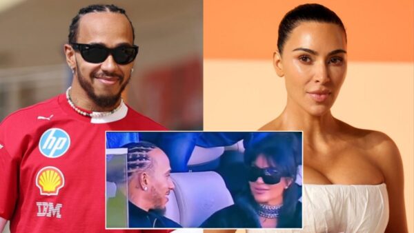 Lewis Hamilton and Kim Kardashian at Super Bowl