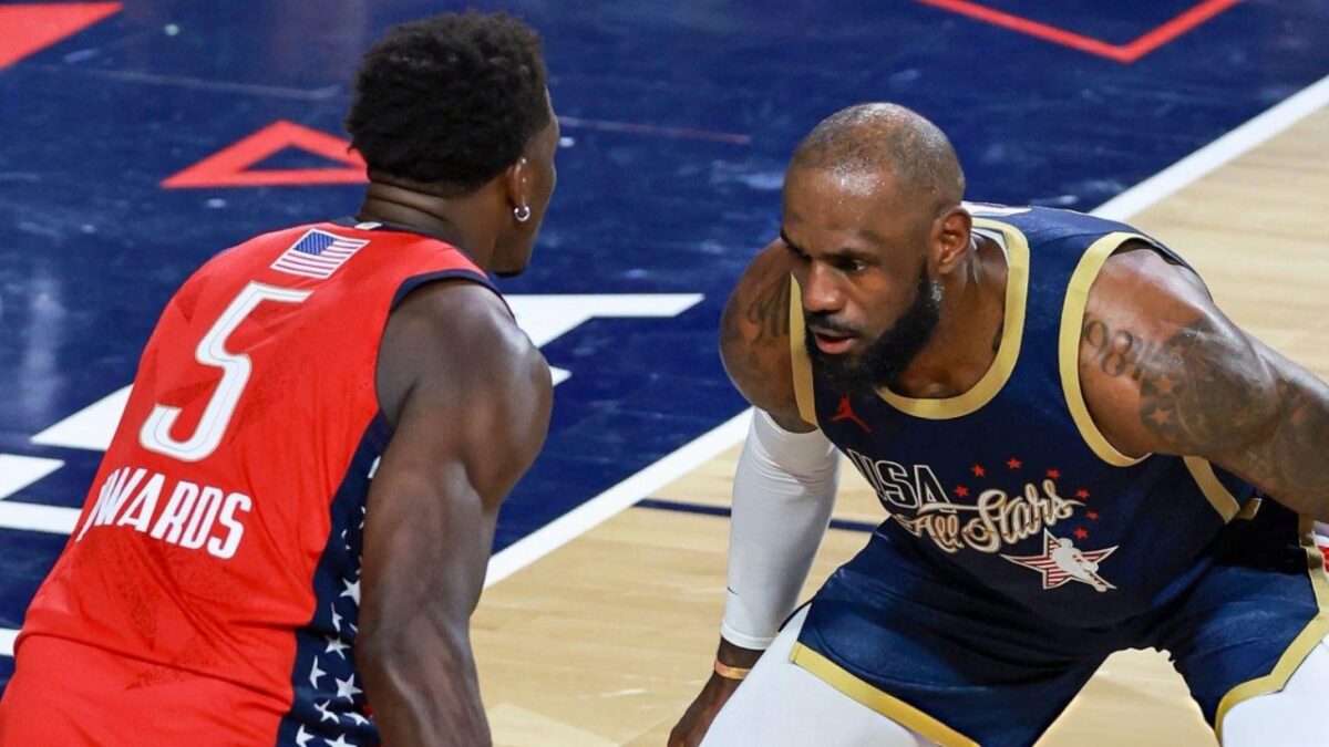 Anthony Edwards and LeBron James at the 2026 All-Star game